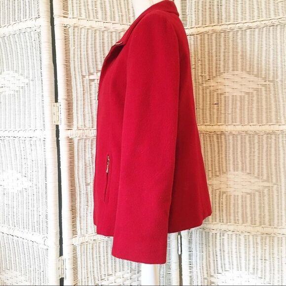MDP Mario De Pinto Red Wool Zip Jacket Womens Made USA Tailored Coat Minimalist - Picture 8 of 12